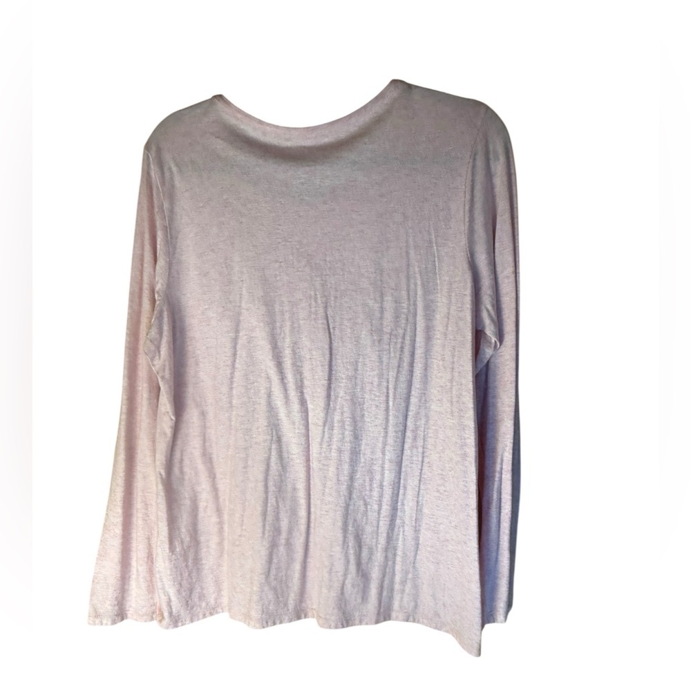 J. Jill Pleated Henley Heathered Pink 100% Cotton Flannel Feel Top Long Sleeve L - Picture 4 of 11